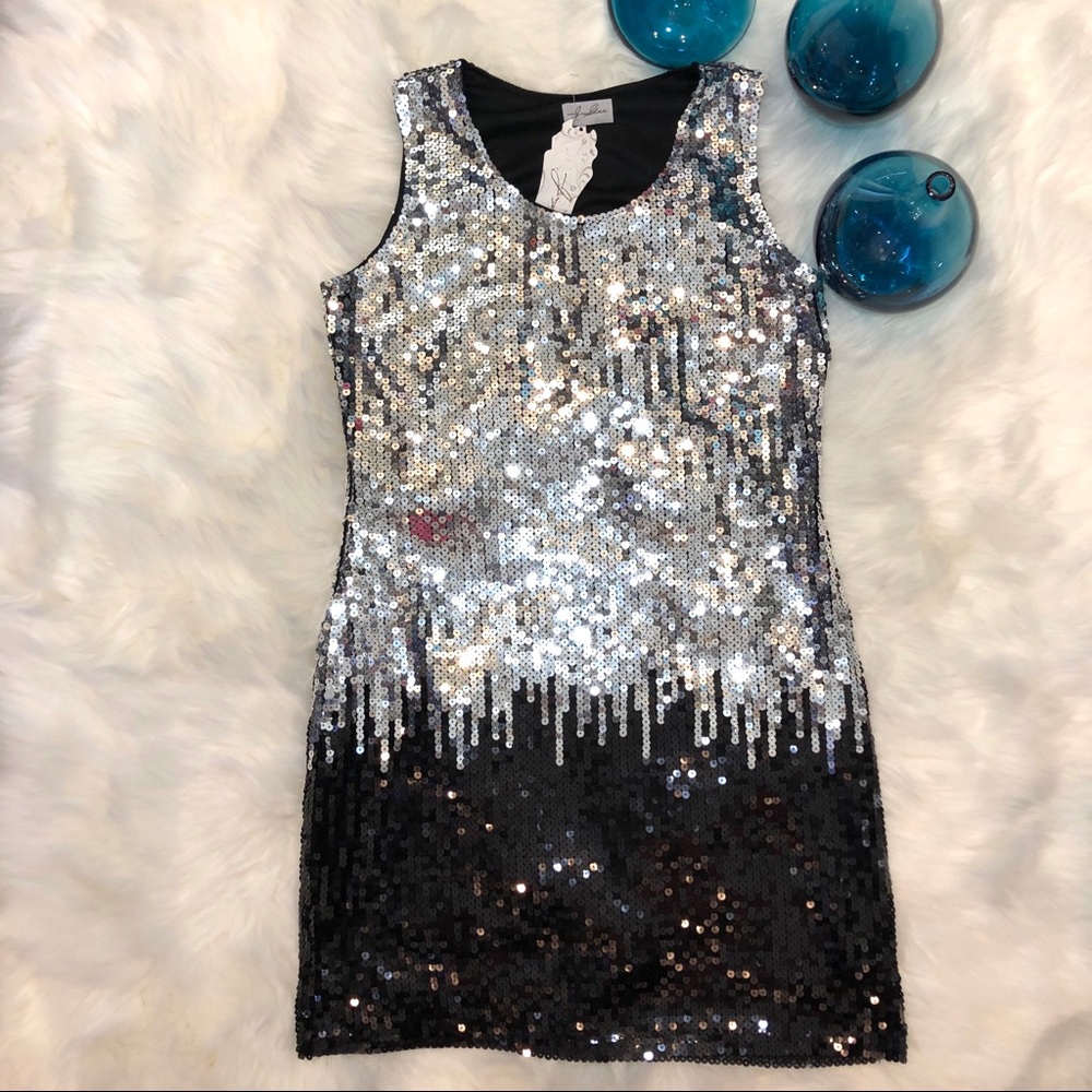 Party Sequin Dress - Black and Silver